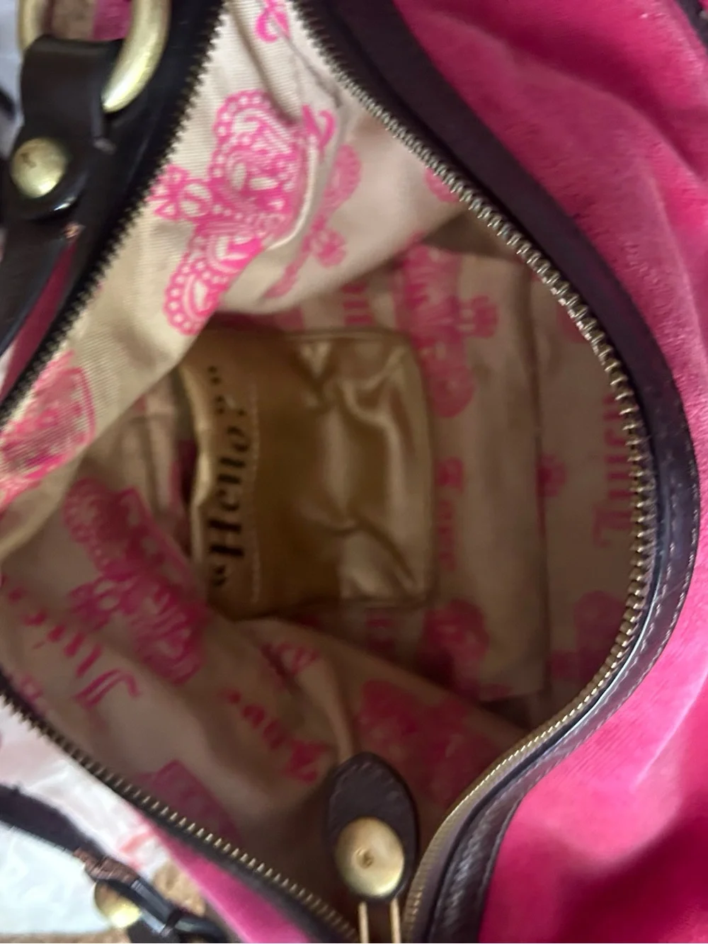 Vintage Juicy Couture Hot Pink Velvet Shoulder Hobo